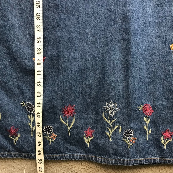 Vintage MPH Collection Denim Floral Embroidered denim Dress  Midi - Picture 7 of 8